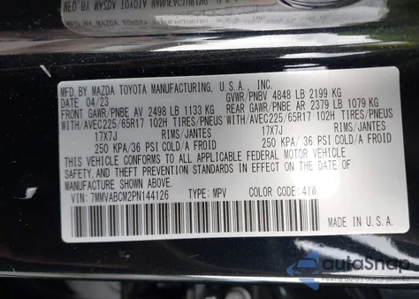 2023 Mazda Cx-50 2.5 S Preferred Plus from USA, damaged, VIN 7MMVABCM2PN144126